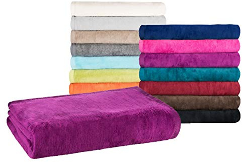 Moon - Classic Kuscheldecke Übergröße 220x240 cm Brombeere Wolldecke einfarbig, Pflegeleichte Baumwollmischung
