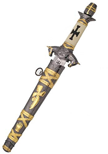 ECOMMUR Daga Caballero Medieval | Cuchillo-puñal templario histórico de coleccionista con Vaina. Colección de artículos Antiguos