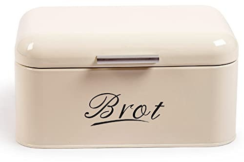 Theo&Cleo Contenitore per Pane con Coperchio, Grande Scatola per Mantenere Il Pane Croccante in Metallo, Adatta per Pane e Biscotti, li conserva a Lungo a Senza umidità, Design retrò, Beige