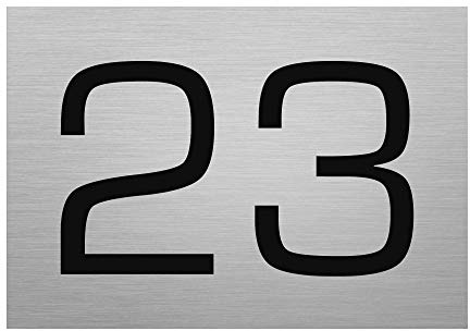 Hausnummerschild zum kleben Edelstahl Gravur Hausnummer 16 x 11 cm | Edelstahlschild, Hausnummernschilder zum kleben, Klein, witterungs- und UV-beständig, Premium Lasergravur, Schild, hochwertig