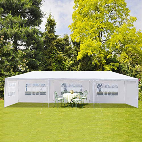 Gazebo with Sides 3m x 9m Heavy Duty, Outdoor Waterproof Camping Tent Shelter Sun Awning with Detachable 5 Sides & Spiral Tubes for Garden Beach Park Party Wedding BBQ Commercial Events, White