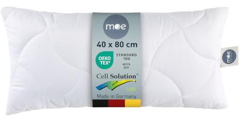 moe Breezy Dream Steppkissen 40x80 cm - temperaturregulierendes Kissen mit Steppmuster, Kopfkissen, Made in Germany, Bezug 100% Baumwolle, auch für Allergiker geeignet, Füllmenge 325 g