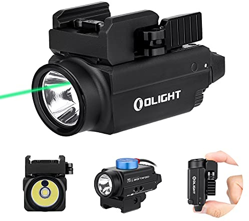 OLIGHT Baldr S 800 Lumens Compact Rail Mount Weaponlight with Green Beam and White LED Combo, Magnetic USB Rechargeable Tactical Flashlight with 1913 or GL Rail, Battery Included (Black)