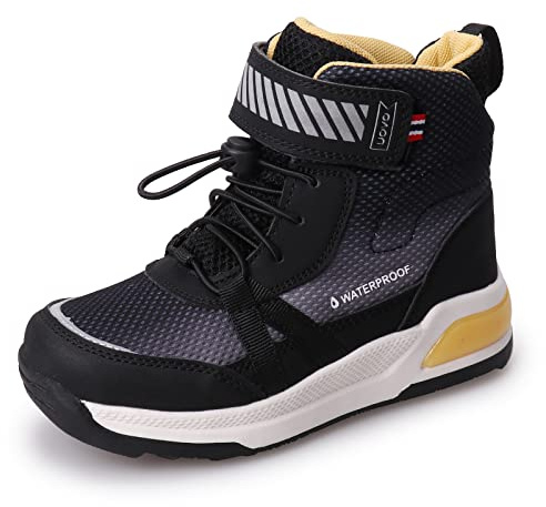 UOVO Boys Waterproof Winter Boots Mid-Calf Non-Slip Hiking Boots Kids Walking Shoes Black Size 3UK(35EU) Big Kids