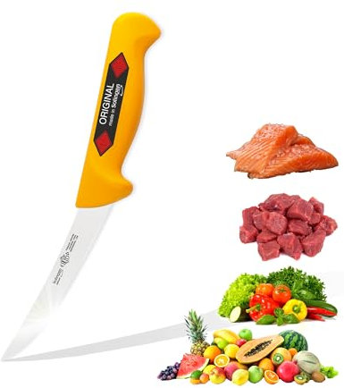 EIKASO Solingen Germany Ausbeinmesser gebogen 13cm Fleischermesser Metzgermesser Schlachtermesser für Hobby- und Profimetzger Fleisch Fisch Gemüse
