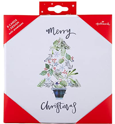 Hallmark Tarjetas de Navidad, diseño tradicional de árbol, paquete de 8, 25572281, paquete de tarjetas de Navidad