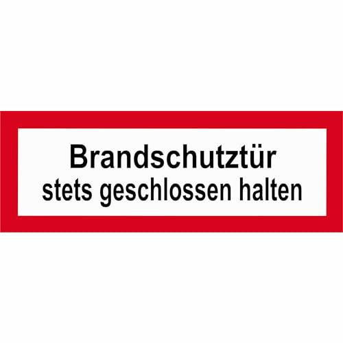 Indigos UG - Schild Brandschutz Brandschutztür stets geschlossen halten - 29,70 cm x 10,50 cm - Warnung - Sicherheit - Hotel, Firma, Haus - Aluverbundplatte 3mm - Hinweisschild - Warnschild