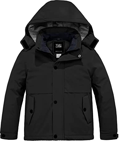 ZSHOW Boy's Waterproof Skiing Jacket Snowboard Jackets Warm Hooded Winter Coat(Black,18-20)