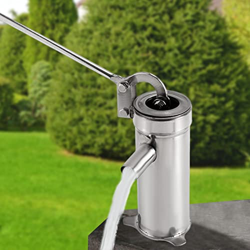 Wasserpumpe Tiefbrunnenwasserpumpe, Wasserpumpe Edelstahl, Handwasserpumpe für 10m/32.8ft Wassertiefe, Manuelle Wassersaugpumpe, Schüttelwasserpumpe für Haus, Hof, Garten, Bauernhof
