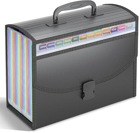 TOPCJ 25 Pockets Accordion File Organizer with Handle,Expanding File Folders for Documents, A4/Letter Size Paper,a-z Tabs,Perfect Expandable Accordian Filing Folders with Visible Window