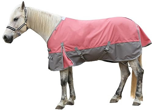 Gallopoff 1200D Ripstop-Pferdedecke, wasserdicht, atmungsaktiv, 0 g ohne Füllung), leichtes Weidedecke, hält trocken bei Schlamm und nassem Wetter, Pinkgrau, 205,7 cm