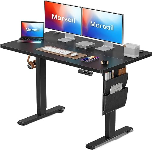 Marsail TZESD7B-E Elektrischer Höhenverstellbarer Schreibtisch, Alloy Steel, Schwarz, 120 x 60 cm