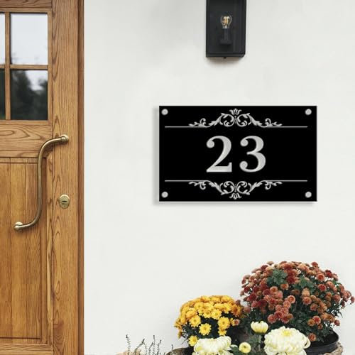 LZXSXZ Hausnummer, Personalisierte Hausnummer, Hausnummernschild mit Gravur Straßenname und Nummer, Wetterfest Rostfrei Anpassbare Hausnummer, Verschiedene Größen und Farbe zur Auswahl