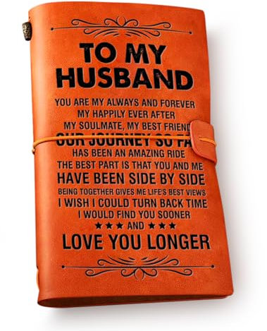 NGAEAK Notizbuch aus Leder für Ehemann, mit Gravur Romantic to My Husband, geprägtes Reisetagebuch, Geschenk für Ehemann
