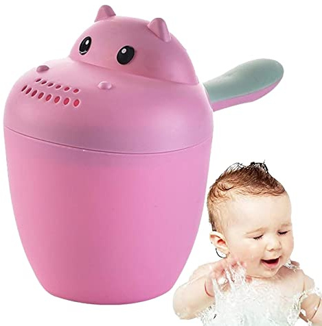 Honhoha Enjuagador de champú para bebés - Taza de Enjuague para baño de bebé de hipopótamo - Waterfall Rinser Bath Cup Kid Wash Hair Bathing Flusher Protection Eye para niños