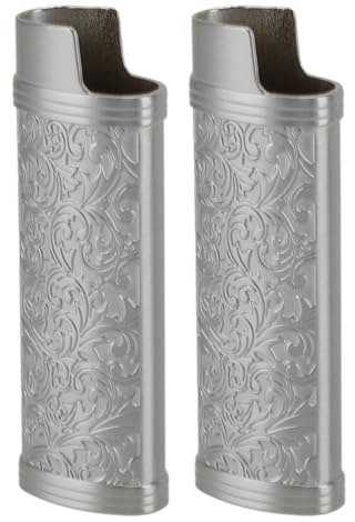 2 Stück Metall Feuerzeug Fall Abdeckung Halter mit Vintage Floral gestempelt, Zink-Legierung Shell Feuerzeug Hülse, Feuerzeug Fall Cover Vintage-Stil Feuerzeug Fall Abdeckung für Feuerzeug Schutz