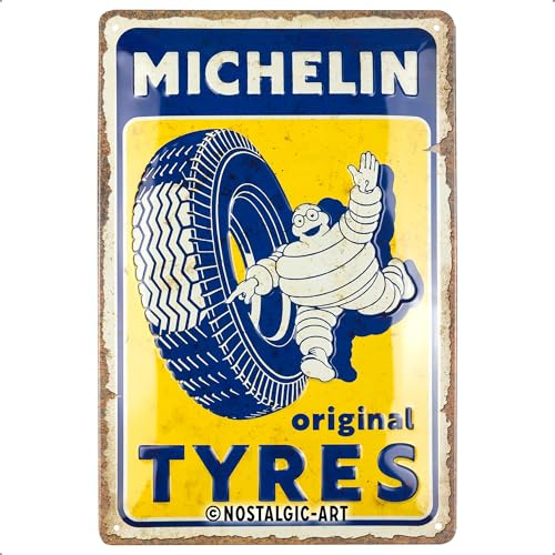 Nostalgic-Art Retro Blechschild, 20 x 30 cm, Michelin – Original Tyres – Geschenk-Idee für Motor-Fans, Original Lizenzprodukt (OLP), aus Metall, Vintage Design, Blechschilder Sprüche, Reifen-Deko | Original MICHELIN Lizenzprodukt (OLP), aus Metall, Vintage Design, Blechschilder Sprüche, Geschenk-Idee für Motor-Fans