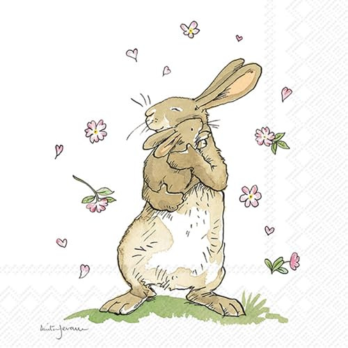20 Servietten Ostern Liebevolle Hasenfamilie als Tischdeko. Papierservietten mit Motiv. Auch für Decoupage und Serviettentechnik 33x33cm