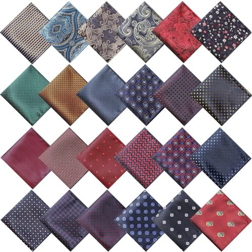 SATINIOR Herren-Taschentuch, weich, bunt, verschiedene Einstecktücher für Hochzeit, Party, trendiger Stil, 24 Stück, Mehrfarbig, Einheitsgröße
