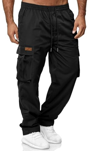 HOTake Men's Athletic Sweatpants Cargo Pants Casual Baggy Straight Pants Runing Large Black