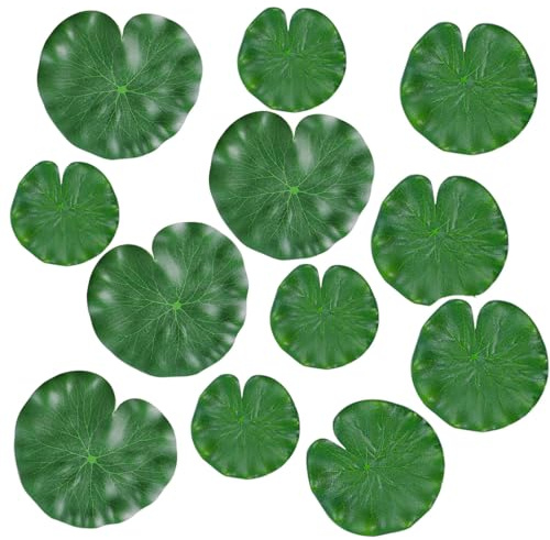 Accssoey Floating Lily Pads for Ponds, 12Pcs Realistic Lily Pads Leaves Artificial Floating Foam Lotus Leaves Plastic Foam Water Lily Pads Foliage Pond Decor for Pond Pool Koi Fish Patio Aquarium