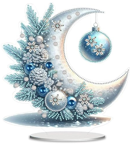 Dongcill DIY Diamond Painting Weihnachten Tisch Deko | Wintermond 5D Diamant Painting Tischdeko,Christmas Decorations,Diamant Malerei Stehend Kunst Set Weihnachtsdekoration