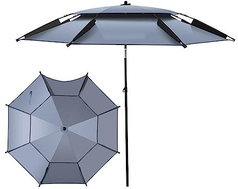 FLNOZAMZ Winddichter Strandschirm, Sonnenschutz für den Außenbereich, Angelschirm, übergroßer Regenschirm, einfach zu verstauen und zu tragen, perfekt für Gärten (2.2m)