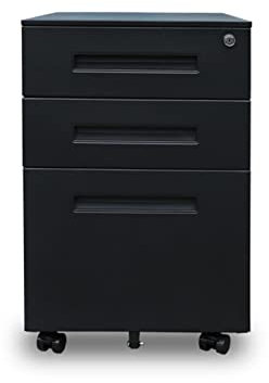 Mobiler Aktenschrank mit 3 Schubladen, mit Schloss, A4, Quittungsordner, Metallaktenschrank mit Anti-Kipp-Design, ideal für Büro und Heimbüro