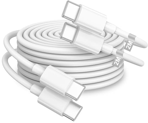 iPhone 15 16 Câble 2M/Lot de 2, 60W Câble USB C vers USB C Câble Chargeur USB c Charge Rapide cable Type C Cordon Cable iPhone pour iPhone 17/16/16E/16 Pro Max/15/15 Pro Max/15 Plus,Macbook, iPad pro
