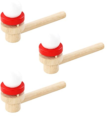 Vaguelly 3stücke Teiliges Holz-blasball-Spielzeug Für Junge Mädchen Sicheres Lernspielzeug Im Outdoor-Bereich Fördert Hand-Auge-koordination Und Gleichgewicht Für Familien Gartenspiele