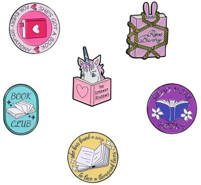 Bebochoi 6 Style Badges à Épingles, Broches De Dessin Animé Mignon, Broches Livre Alliage Décoratif Épinglettes Fête Esthétique Pins, pour Sac à Dos Vêtements Chapeau Décorations Cadeaux