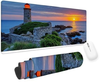 Blu Tappetino Mouse xxl 1200x600x3mm Tappetino per Mouse da Gioco, Faro Mouse Pad Esteso, Bordi Cuciti anti-Sfilacciatura, Pad per Tastiera Lavabile, Adatto per Ufficio e Casa, Regalo Donna yv-677