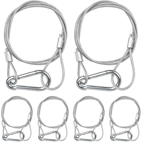 WECAN Safety Rope Fixing Device, Stage Light Safety Cable,Transparent Rope Head Truss Accessories Clamp Hook, 2mm/0.08 inches Diameter, 50cm/19.6 inches Length, (Pack of 6 White)