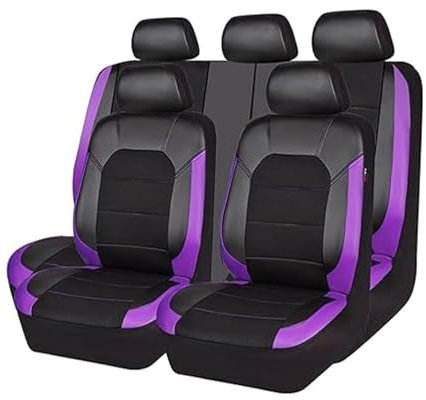 MeKnMoney Auto Sitzbezüge Set für FIAT Panda 2000-2026, 9pcs Vorne und Hinten Sitzbezügesets Sitzschoner Innenraum Zubehör,D/Black Purple