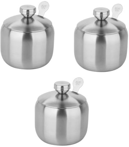 SHINEOFI 3 Pezzi Contenitore per Spezie Acciaio Inox da Box Porta Condimenti per Cucina Resistente e Sicuro per Alimenti per Spezie