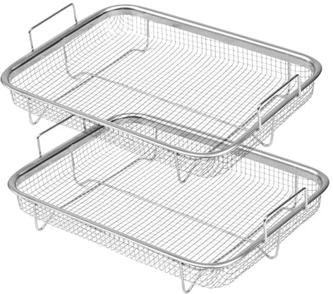 Luftfritteusenkorb for den Backofen, Grillkorb aus Edelstahl, Antihaft-Netzkorb, Luftfritteusen-Tablett, Drahtgitter-Bratenkorb
