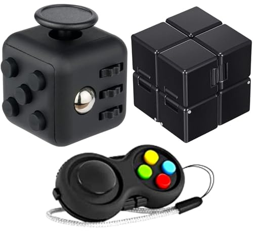 iPobie Anti-stresskub kub, Infinity Cub, Fidget Pad Controller, 3 st stressreducerande leksaker gåvor, nervös dekompression leksak för barn och vuxna
