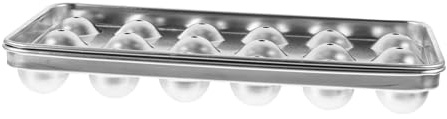 Didiseaon Moule à Glaçons Pratique Bac à Glace en Acier Inoxydable avec Couvercle, Forme Ronde pour Fabriquer Soi-même des Glaçons Élégants et Faciles à Utiliser Chez Soi
