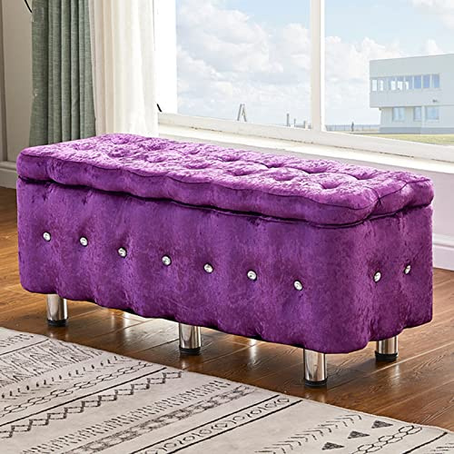 Elegante rote Polsterbank mit Metallbeinen - Große Kapazität Aufbewahrungsbank für Wohnzimmer & Schlafzimmer 60 x 40 x 42 cm - Stilvolle Lösung