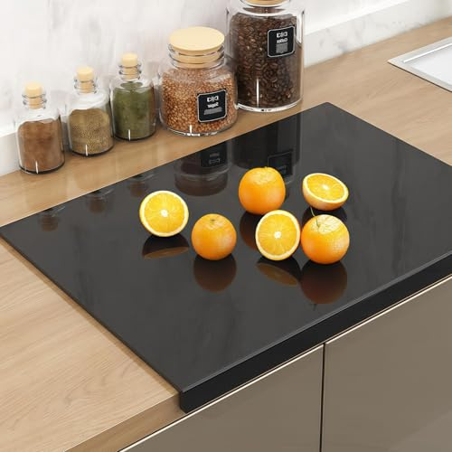 Planche à découper en acrylique noir GOEDCH : 40x30 cm Planche à découper en acrylique avec rebord, tapis de découpe de cuisine, planche de cuisine antidérapante, planche à découper de cuisine