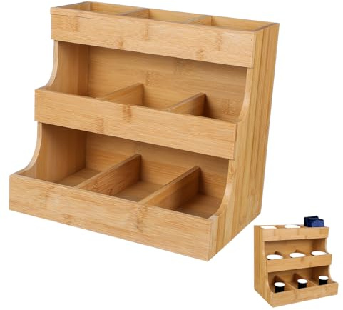 Lurrose Estante para Guardar Bolsitas de Té de Madera Khaki, Resistente