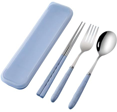 Utensili da viaggio con valigetta: set di posate in acciaio, posate portatili, set di stoviglie riutilizzabili durevoli, utensili da cucina compatti, set di utensili da campeggio per casa, feste