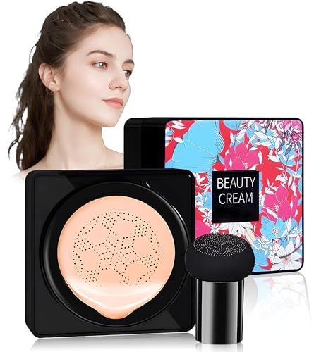 Mushroom Head Air Cushion, CC Cream Foundation, Fond de Teint Hydratant, BB Cream, Facile à Appliquer, Base de la Peau Cache, Imperfections Durable Maquillage Nude, Éclaircissant Pigment-Naturelle