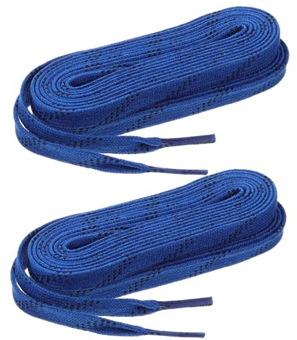 GAROZATION Lacets plats cirés pour chaussures de hockey sur glace - Lacets durables et résistants à l'usure - Convient pour les patins à glace et les chaussures de course - Bleu