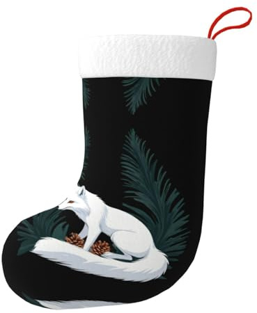 Weihnachtsstrümpfe WHJSHOP weißer Fuchs essen Tannenzapfen Muster für Weihnachten Urlaub Party
