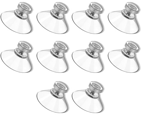 10PCS Suction Cups,41mm Clear Suction Pads Plastic Sucker Pads with Knurled Nut, No Drilling Required Clear Window Suckers for Glass, Mirror, Wall, Other Smooth Flat