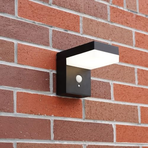 Applique Murale Solaire LED Extérieure MARIA – Design Moderne & Cubique – Puissante 1000 Lumens (Eq. 80W) – Détecteur de Mouvement & 3 Modes – Aluminium Noir & Polycarbonate – IP44 (Blanc Chaud)