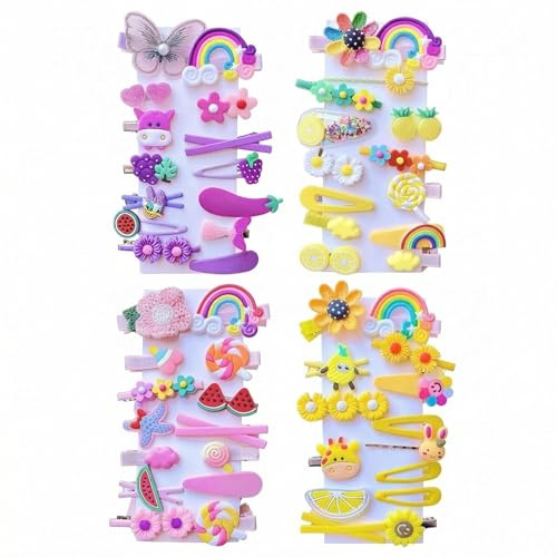 56 PCS Girls Hair Clips Set,QIANSSE Cute Hair Clips with Multiple Patterns Baby Hair Clips Flower Hair Clip Barrettes for Toddler Girls Kids Hair Accessories Non-Slip Gift Set