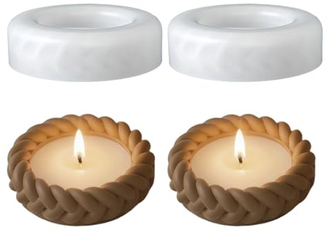 WUYJI Candle Moulds, Due stampi in silicone 3D riutilizzabili per candele fai da te in gesso, sapone, aromaterapia, ecc (bianchi)