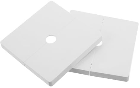 KOMBIUDA 2 Stück Quadratische Steckdosen Wandabdeckung 86 Typ Kunststoff Lochabdeckung Abnehmbare Rosette 12mm Loch Dekorative Wandverkleidung für Sanitärinstallationen und Büro